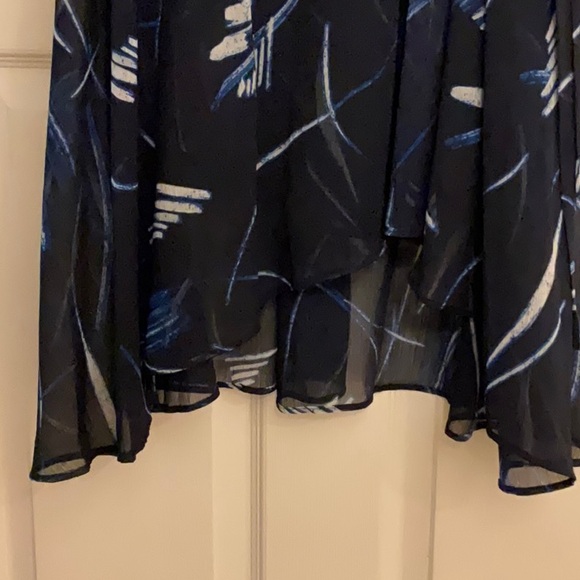 DKNY Blue/Black Wrap Sundress Sleeveless V-neck! High-Low Hemline! - Picture 7 of 8